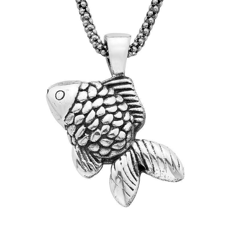 Sterling Silver Fish Charm Necklace, Womens, Size: 18