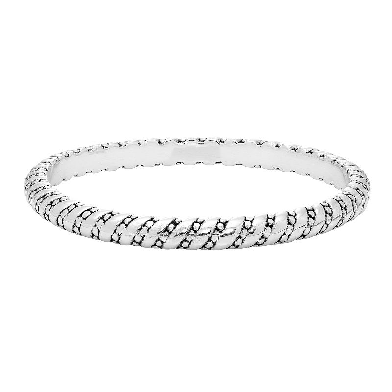 Sterling Silver Bali Bangle Bracelet, Womens