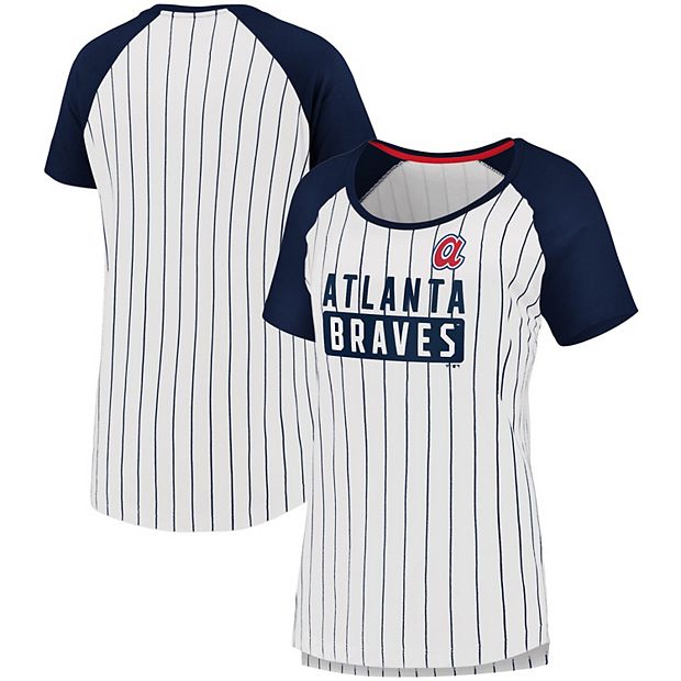 Women's Fanatics Branded White/Navy Atlanta Braves Plus Size Iconic  Pinstripe Raglan T-Shirt