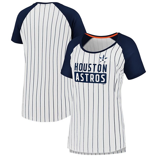 Women's Fanatics Branded White/Navy Houston Astros Plus Size Iconic  Pinstripe Raglan T-Shirt