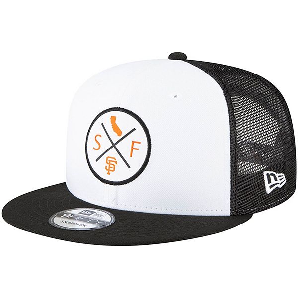 Men S New Era White Black San Francisco Giants Vert 2 0 9fifty Trucker Snapback Hat