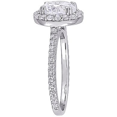 Stella Grace Sterling Silver Lab-Created White Sapphire Halo Ring