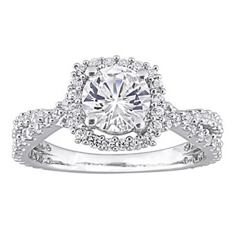 Stella Grace Sterling Silver Lab-Created White Sapphire Halo Ring