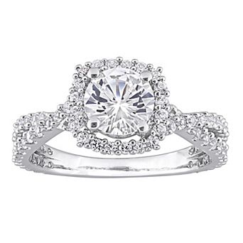 Stella Grace Sterling Silver Lab-Created White Sapphire Halo Ring