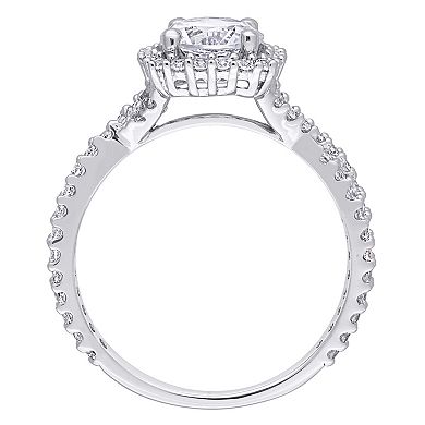 Stella Grace Sterling Silver Lab-Created White Sapphire Halo Ring