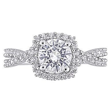 Stella Grace Sterling Silver Lab-Created White Sapphire Halo Ring