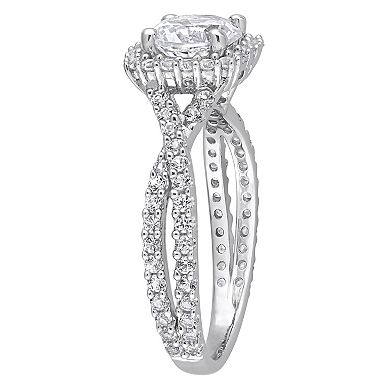 Stella Grace Sterling Silver Lab-Created White Sapphire Halo Ring