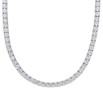 Stella Grace Sterling Silver Lab-Created White Sapphire Tennis Necklace