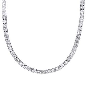 Stella Grace Sterling Silver Lab-Created White Sapphire Tennis Necklace