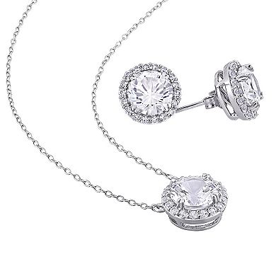Stella Grace Sterling Silver Lab-Created White Sapphire Pendant & Earrings Set