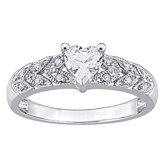 Stella Grace Sterling Silver Lab-Created White Sapphire & Diamond Accent Vintage Ring