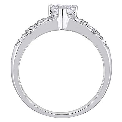 Stella Grace Sterling Silver Lab-Created White Sapphire & Diamond Accent Vintage Ring