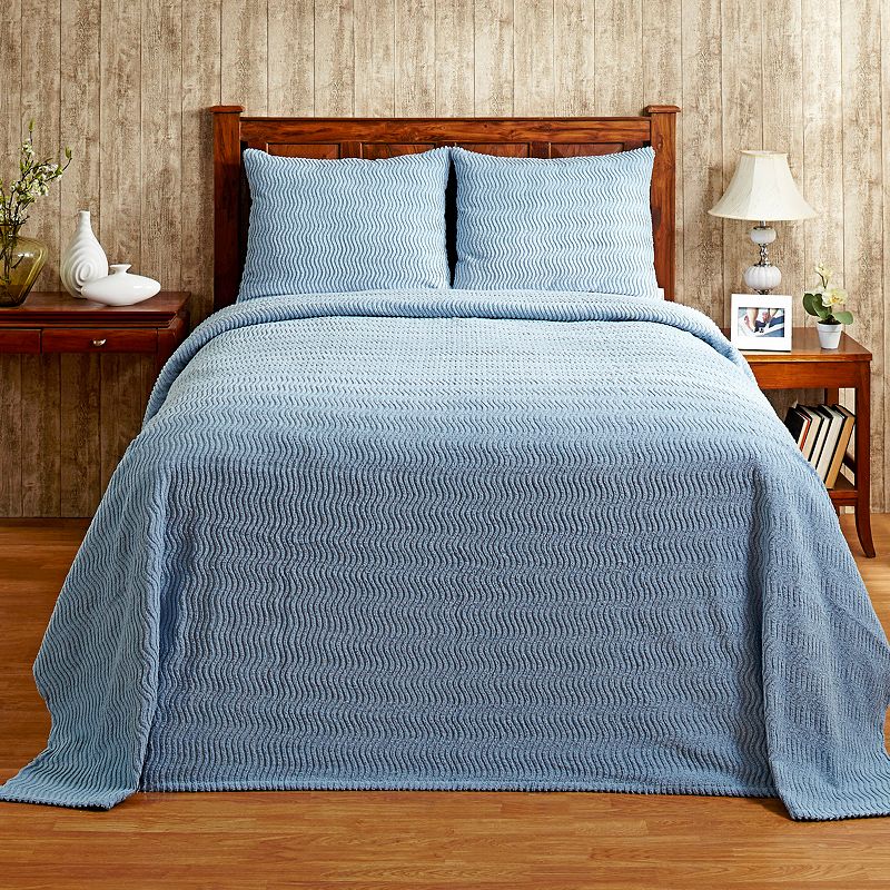 Better Trends Natick Cotton Chenille Comforter or Sham, Blue, Full