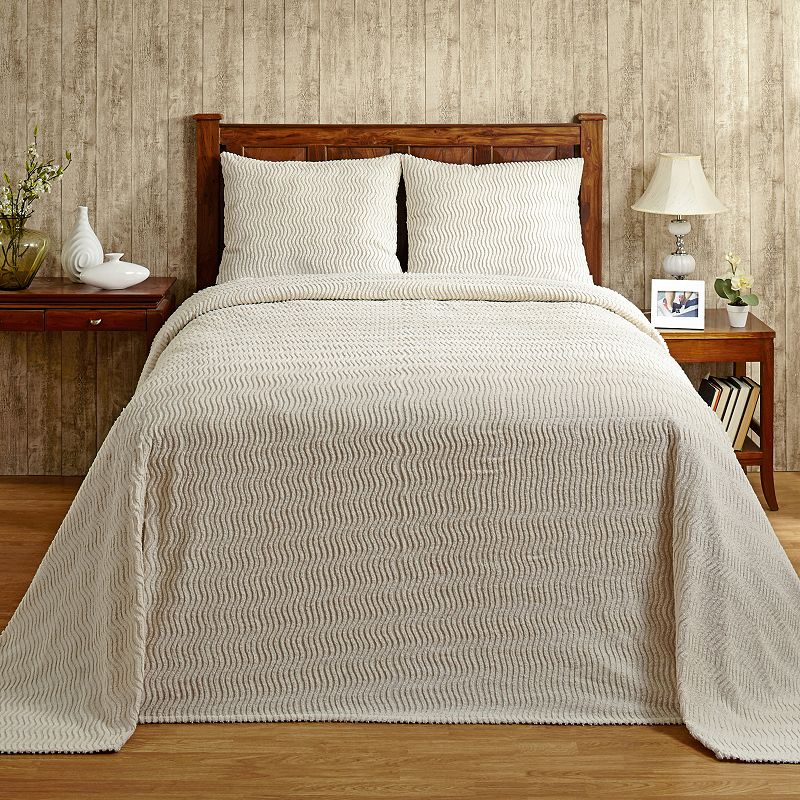 Better Trends Natick Cotton Chenille Comforter or Sham, White, Twin