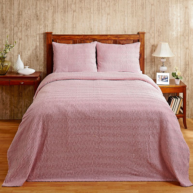 Better Trends Natick Cotton Chenille Comforter or Sham, Pink, King