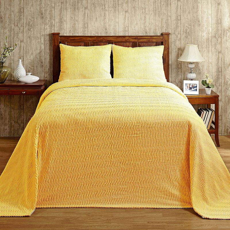 Better Trends Natick Cotton Chenille Comforter or Sham, Yellow, Full