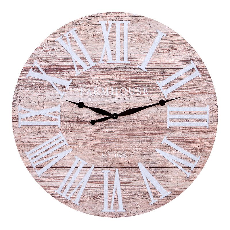Patton Rustic Wood Wall Clock, Brown, 30X30