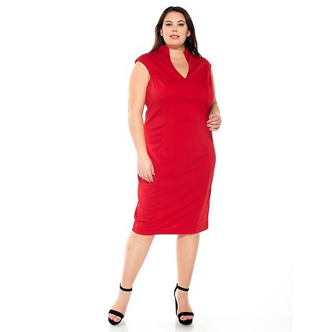 Женские платья ALEXIA Plus Size ALEXIA ADMOR Katrina Splitneck Midi Dress