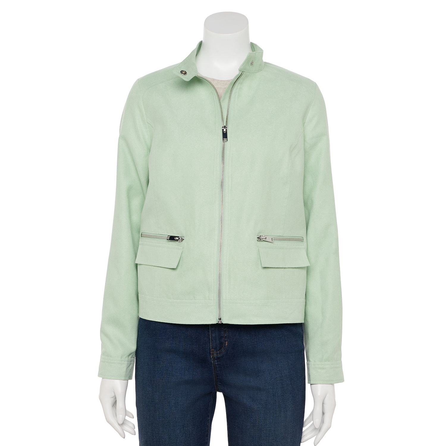 petite faux suede jacket