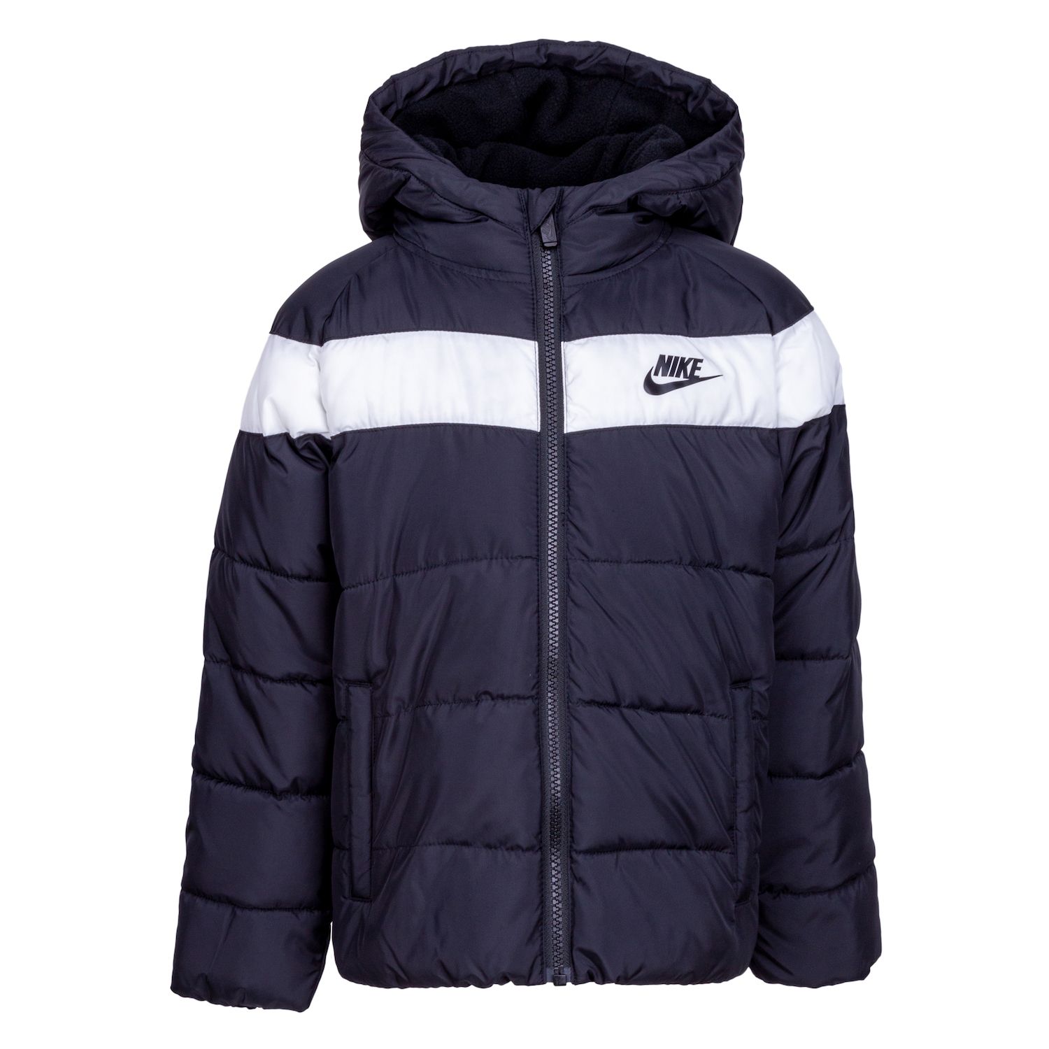 nike puffer jacket black and white