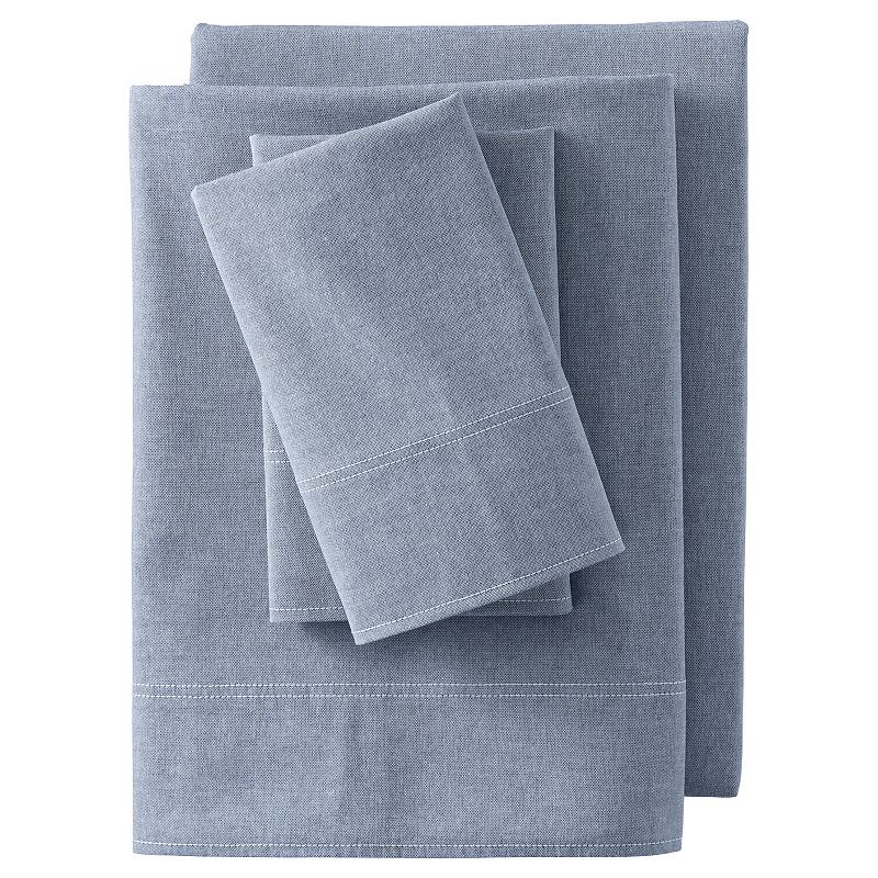 Lands End Oxford Solid Sheet Set, Blue, KG PC 2PK