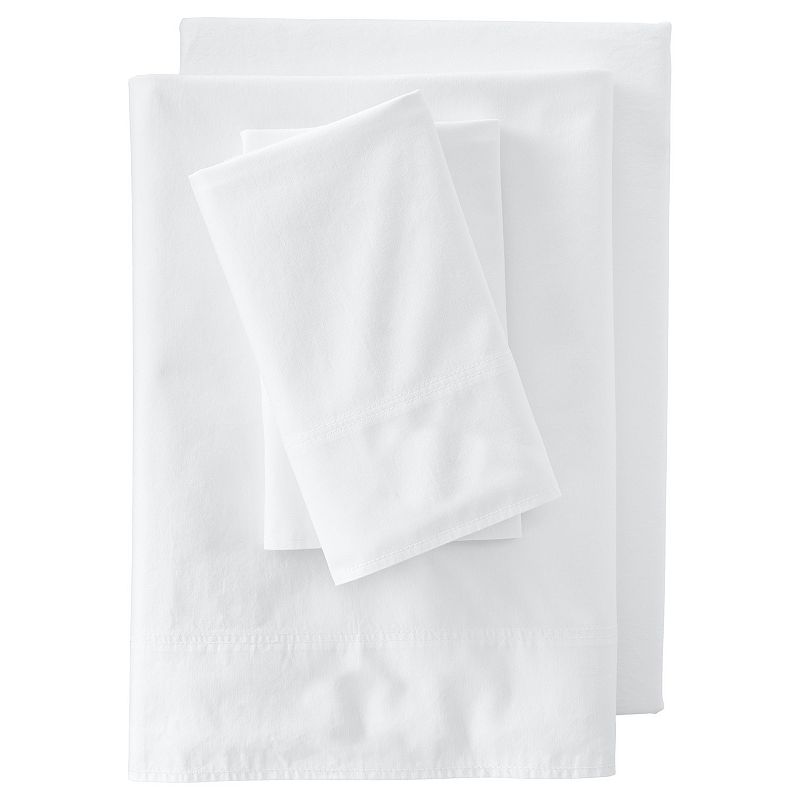 Lands End Oxford Solid Sheet Set, White, Queen Set