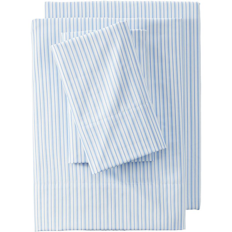 Lands End 400 Thread Count Sateen Printed Sheet Set, Blue, King Set