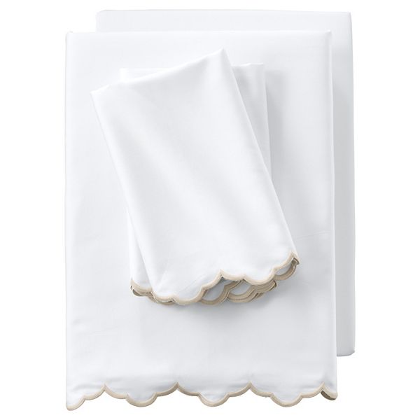 Lands' End 400 Thread Count No Iron Sateen Scallop Sheet Set