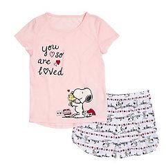 Girls 4-12 Snoopy Love Pajama Set