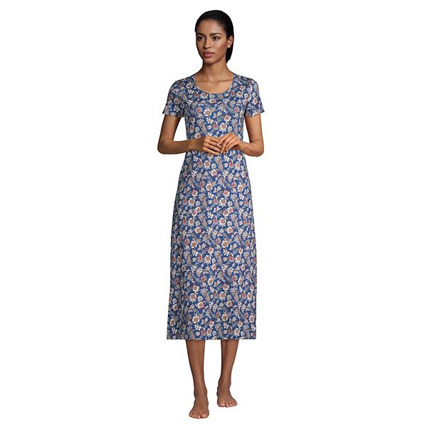 Women's Lands' End Supima Cotton Short Sleeve Midcalf Nightgown