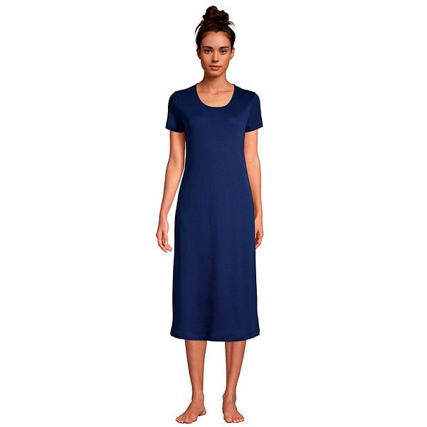 Women s Lands End Supima Cotton Short Sleeve Midcalf Nightgown