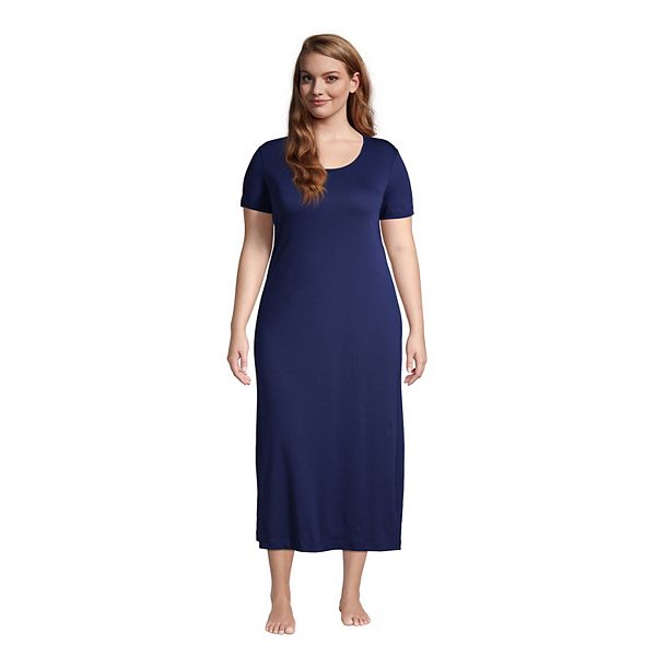 Plus Size Lands' End Supima Cotton Short Sleeve Midcalf Nightgown