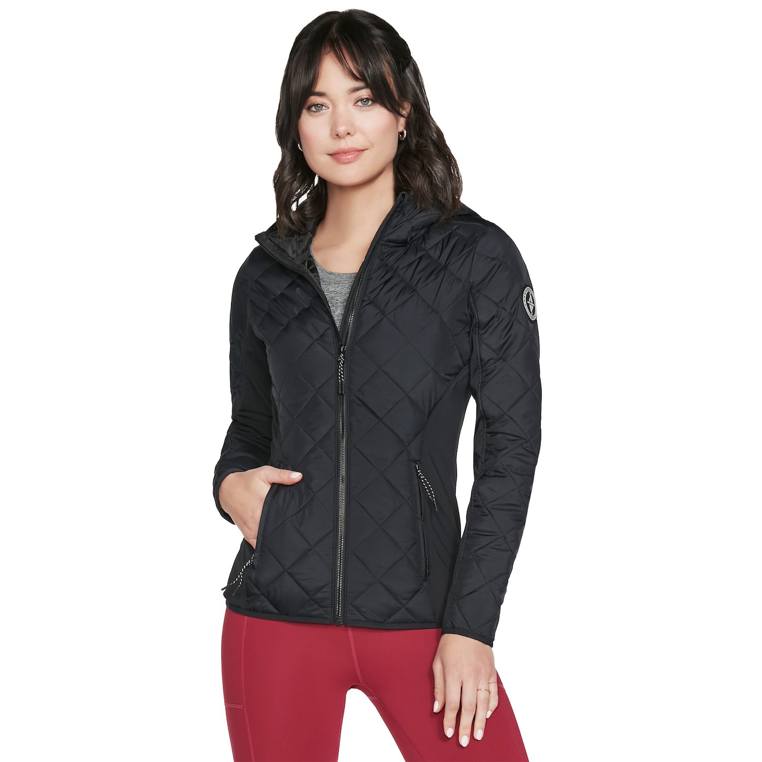 black quilted hooded jacket women's