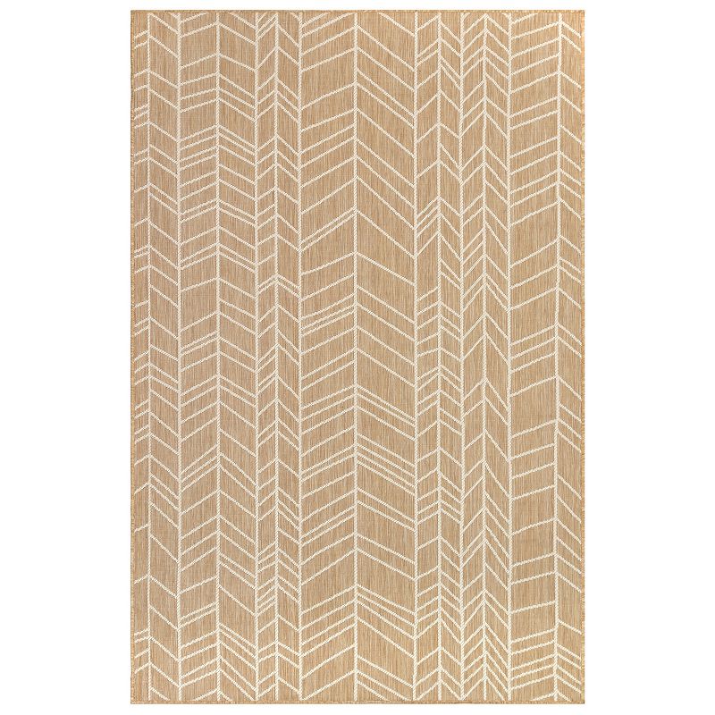 Liora Manne Carmel Chevron Indoor Outdoor Rug, Beig/Green, 5X7.5 Ft
