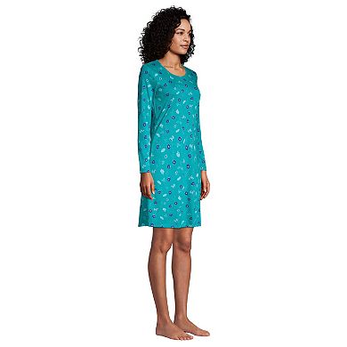 Petite Lands' End Supima Cotton Long Sleeve Knee Length Nightgown