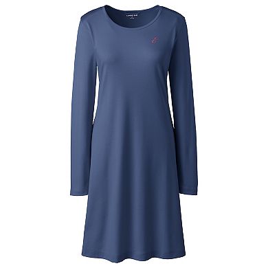 Women's Lands' End Supima Cotton Long Sleeve Knee Length Nightgown