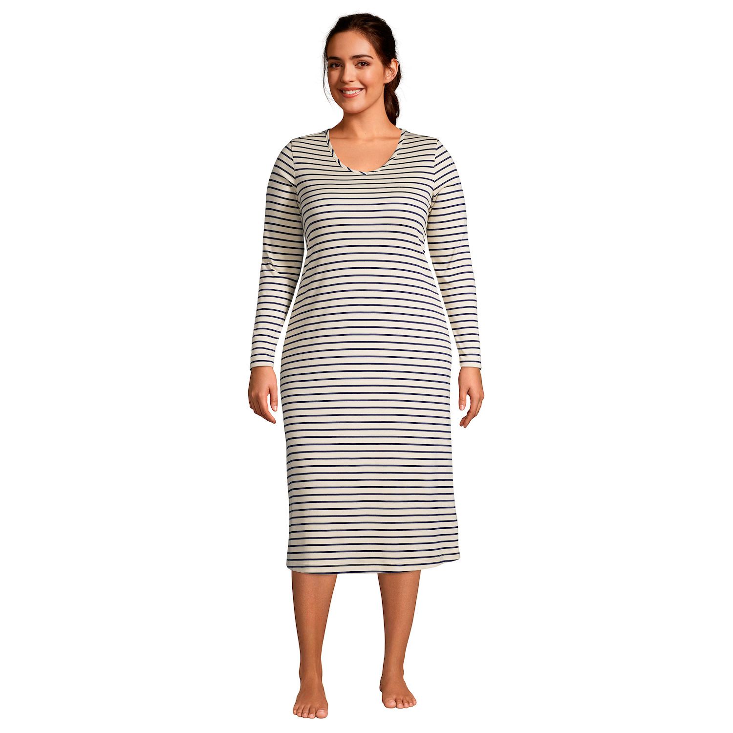 long sleeve cotton nightgown plus size