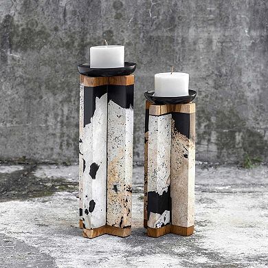 Uttermost 2-piece Illini Stone Candle Holders Set