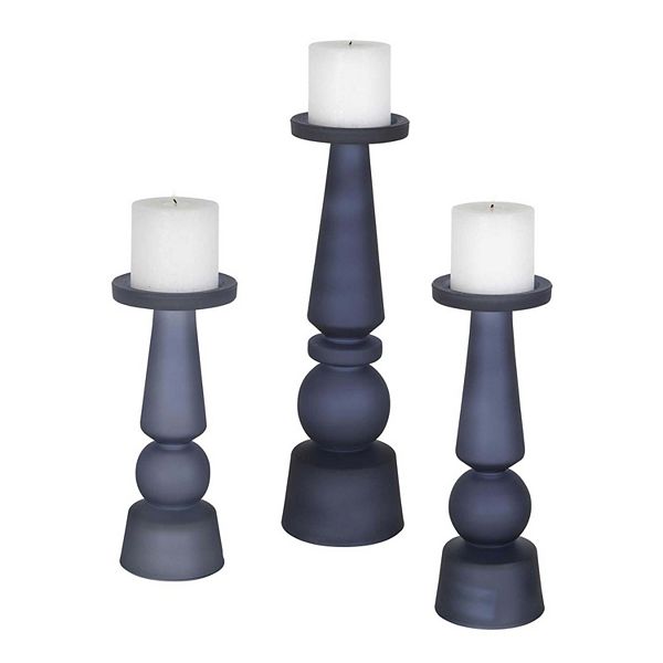 3 piece glass candle holder set