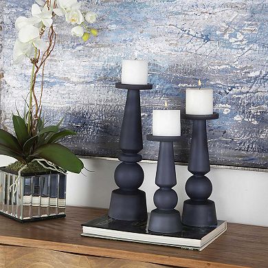 Uttermost 3-piece Cassiopeia Blue Glass Candle Holder Set