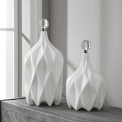 Uttermost 2-piece Klara White Bottles Set