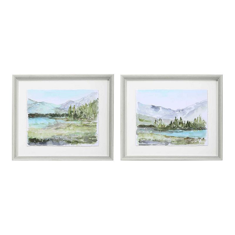 Uttermost Plein Air Reservoir Watercolor Prints, Multicolor