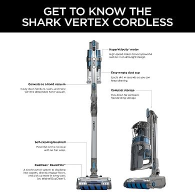 Shark Vertex Cordless Stick Vacuum with DuoClean PowerFins (IZ462H)