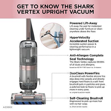 Shark® Vertex DuoClean PowerFins Upright Vacuum with Powered Lift-away & Self-Cleaning Brushroll (AZ2002)