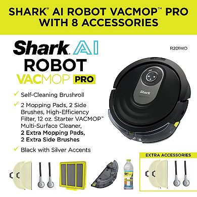 Shark AI Robot Vacuum & Mop with Home Mapping, WiFi Connected (RV2001WD)