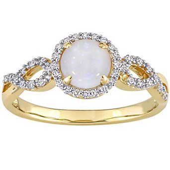 Stella Grace 10k Gold White Opal & 1/6 Carat T.W. Diamond Infinity Ring