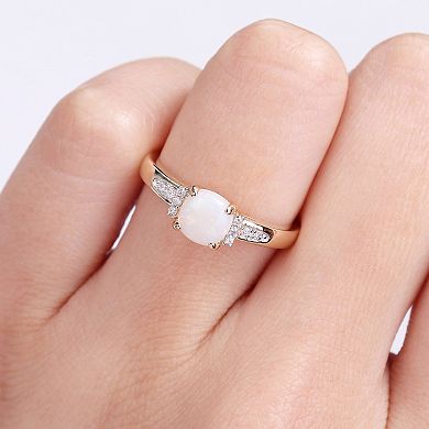 Stella Grace 10k Gold White Opal & Diamond Accent Geometric Ring