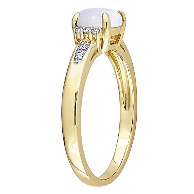 Stella Grace 10k Gold White Opal & Diamond Accent Geometric Ring