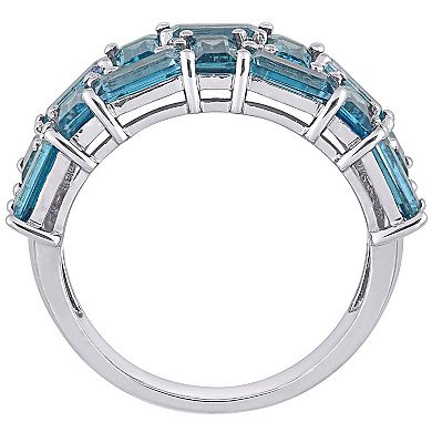 Stella Grace 10k White Gold Blue Topaz & 1/10 Carat T.W. Diamond Geometric Ring
