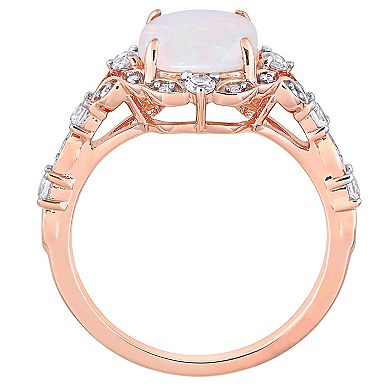 Stella Grace 10k Rose Gold White Opal White Sapphire & Diamond Accent Vintage Ring